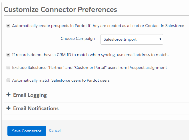 Salesforce Connector Settings