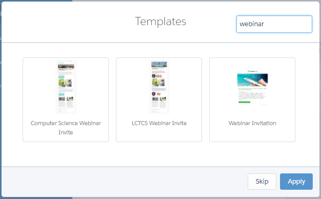 Pardot Email Template: Support for List Email Templates Invado