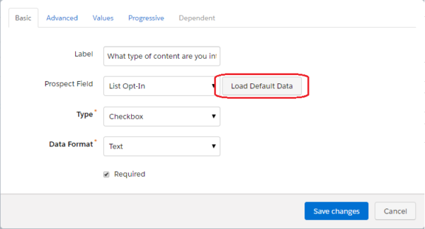 Click the button to load all of the attributes you set in the Custom Field screen Click the button to load all of the attributes you set in the Custom Field screen