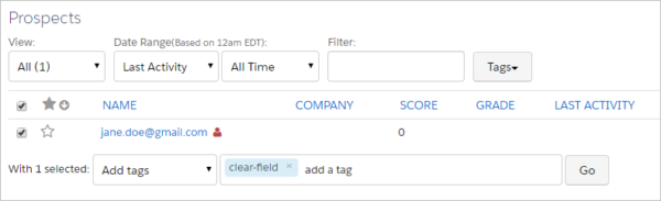 In Pardot apply tag to everyone in the import
