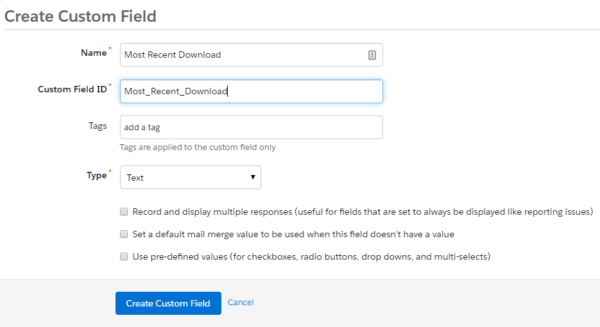 Create a new text field to hold the names of whatever document was most recently downloaded Create a new text field to hold the names of whatever document was most recently downloaded
