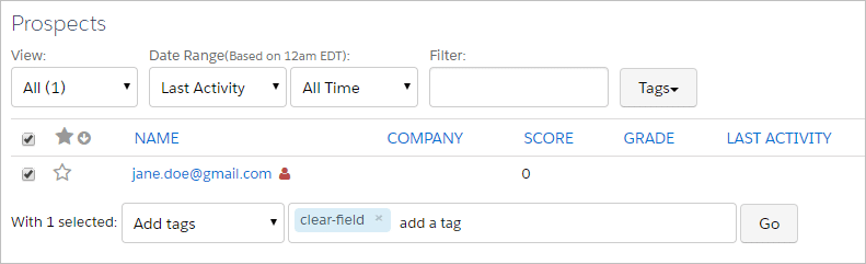 In Pardot apply tag to everyone in the import