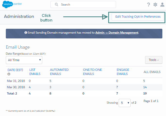 Enable the Tracking Cookie Message in Pardot