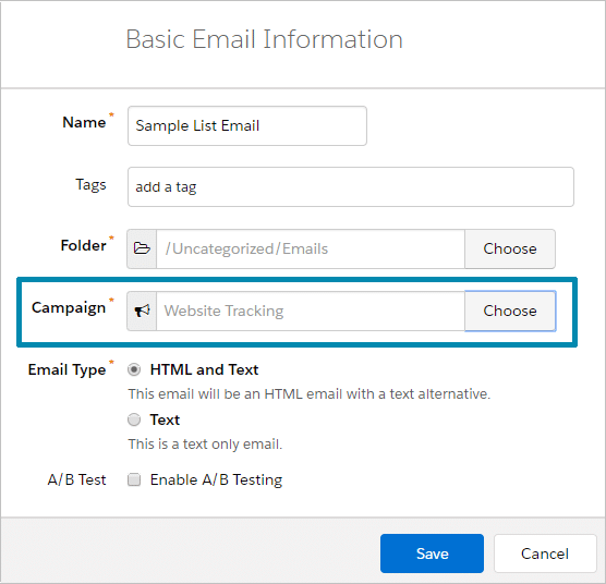 Create a Pardot email and assign a Campaign