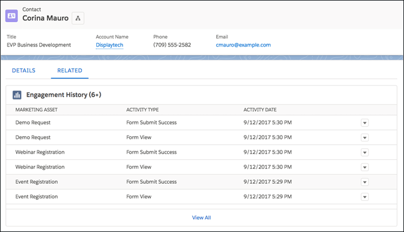 See what Marketing Assets your Contact or Lead has interacted with.