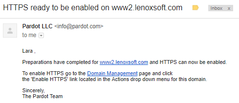 Pardot Email: HTTPS can now be enabled