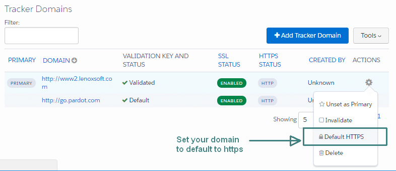 Set tracker domain to default to HTTPS